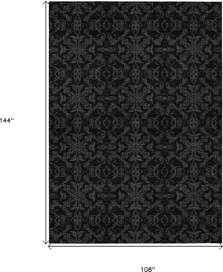Gray And Charcoal Medallion Washable Indoor Outdoor Area Rug Photo 3