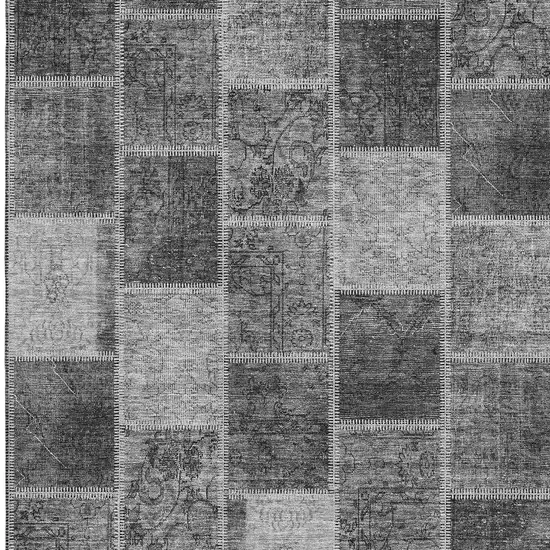 Gray And Charcoal Patchwork Washable Area Rug With UV Protection Photo 3