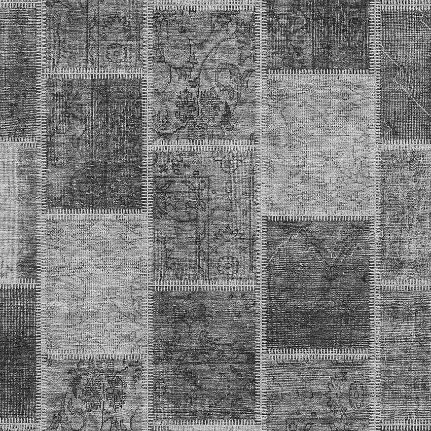 Gray And Charcoal Patchwork Washable Area Rug With UV Protection Photo 3
