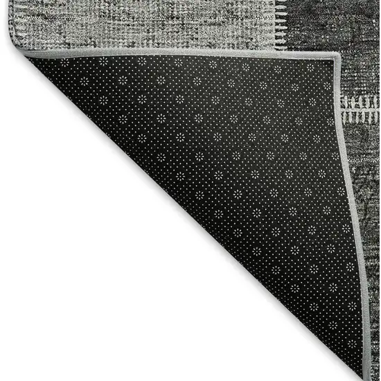 Gray And Charcoal Patchwork Washable Area Rug With UV Protection Photo 7