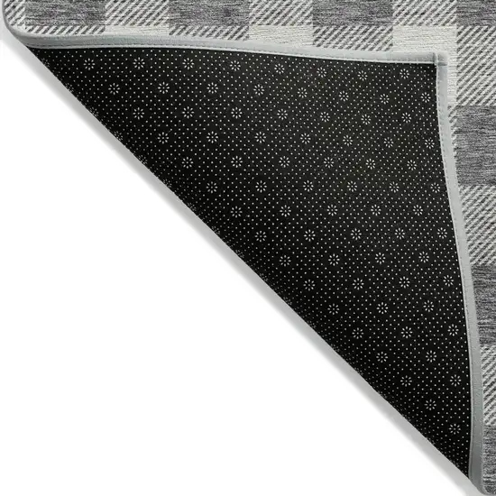 Gray And Charcoal Plaid Washable Indoor Outdoor Area Rug Photo 4