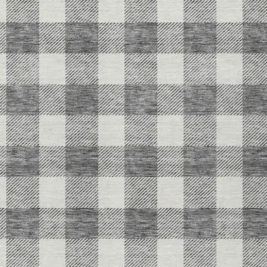 Gray And Charcoal Plaid Washable Indoor Outdoor Area Rug Photo 6