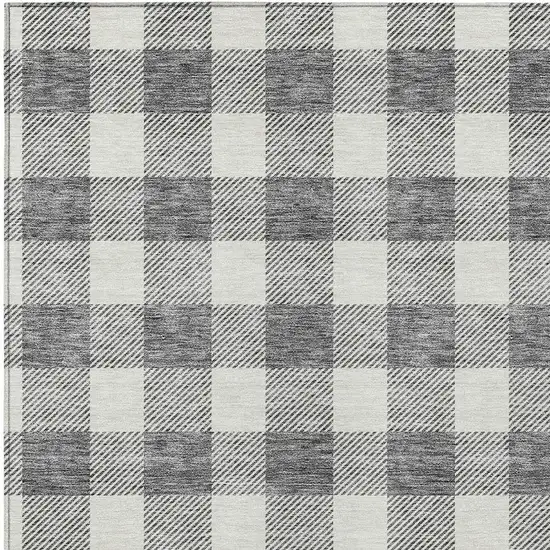 Gray And Charcoal Plaid Washable Indoor Outdoor Area Rug Photo 6