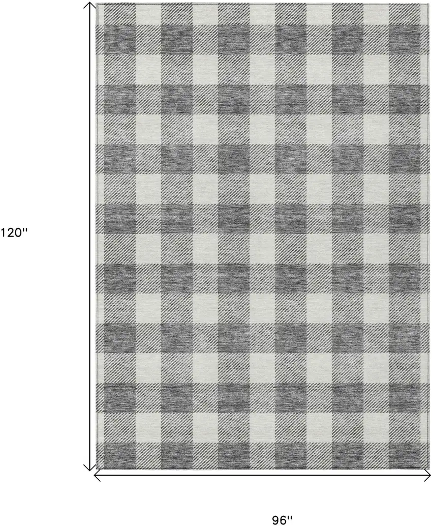 Gray And Charcoal Plaid Washable Indoor Outdoor Area Rug Photo 3