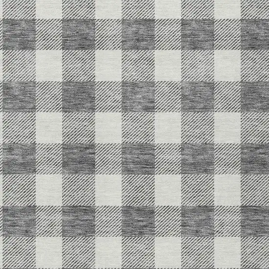 Gray And Charcoal Plaid Washable Indoor Outdoor Area Rug Photo 6