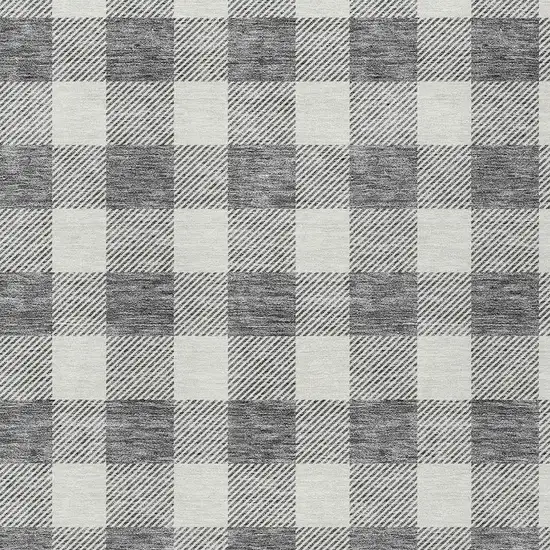 Gray And Charcoal Plaid Washable Indoor Outdoor Area Rug Photo 6