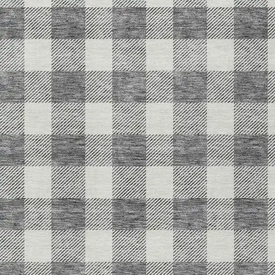 Gray And Charcoal Plaid Washable Indoor Outdoor Area Rug Photo 6
