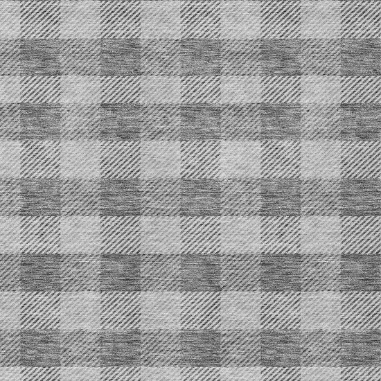 Gray And Charcoal Plaid Washable Indoor Outdoor Area Rug Photo 6