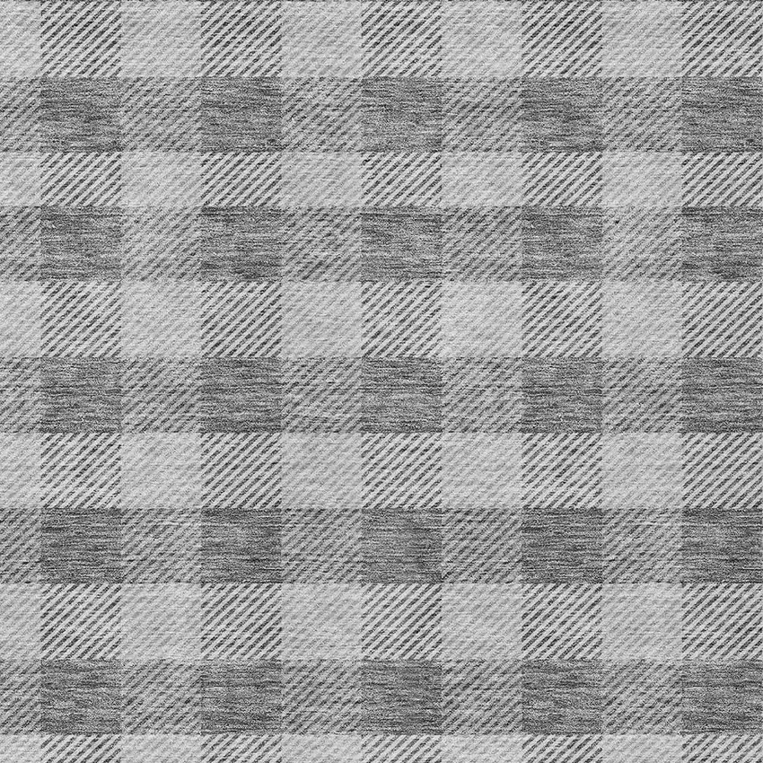 Gray And Charcoal Plaid Washable Indoor Outdoor Area Rug Photo 6