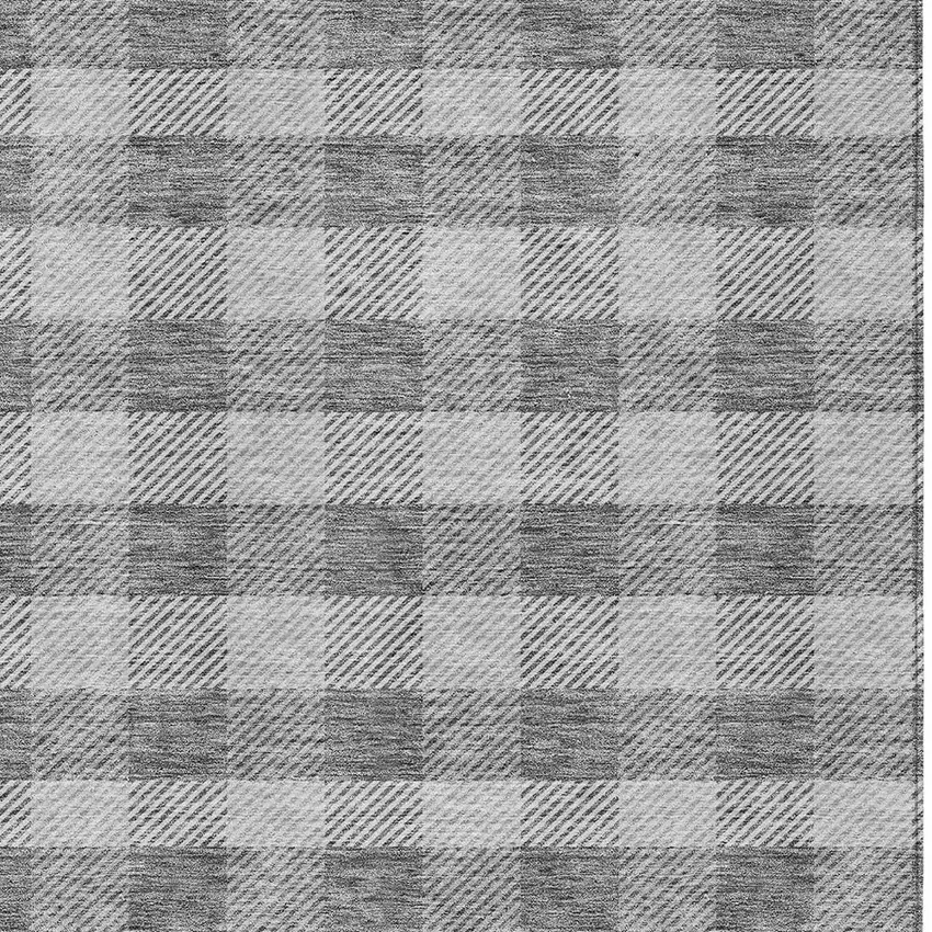 Gray And Charcoal Plaid Washable Indoor Outdoor Area Rug Photo 6