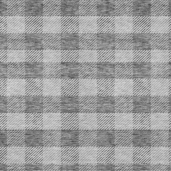 Gray And Charcoal Plaid Washable Indoor Outdoor Area Rug Photo 6