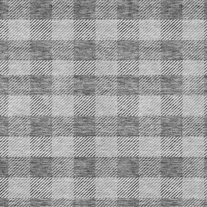 Gray And Charcoal Plaid Washable Indoor Outdoor Area Rug Photo 6