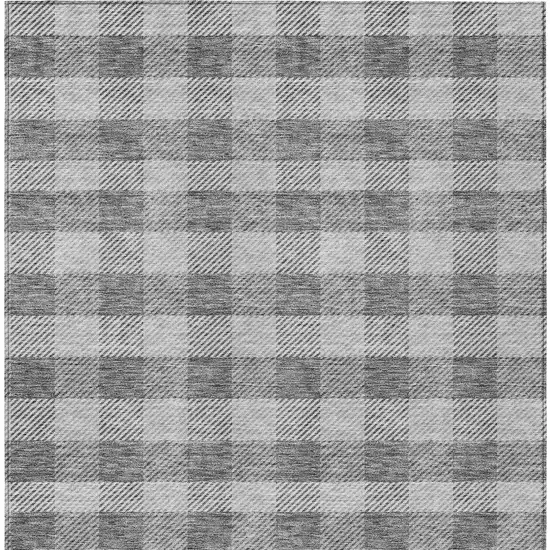Gray And Charcoal Plaid Washable Indoor Outdoor Area Rug Photo 7