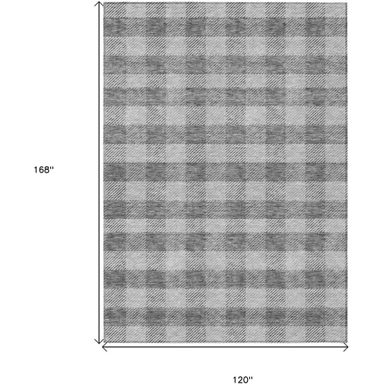 Gray And Charcoal Plaid Washable Indoor Outdoor Area Rug Photo 3