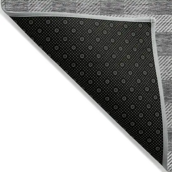 Gray And Charcoal Plaid Washable Indoor Outdoor Area Rug Photo 4