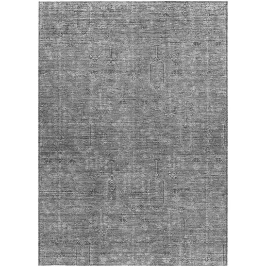 Gray And Charcoal Southwestern Washable Indoor Outdoor Area Rug Photo 5