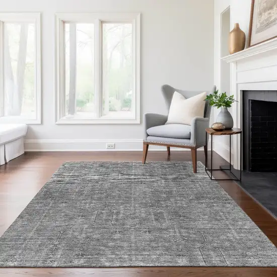 Gray And Charcoal Southwestern Washable Indoor Outdoor Area Rug Photo 7