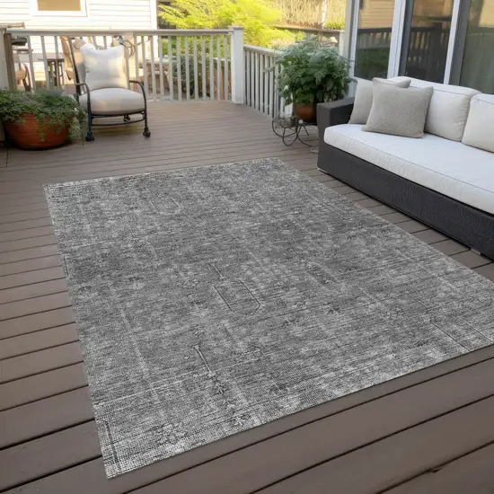 Gray And Charcoal Southwestern Washable Indoor Outdoor Area Rug Photo 9