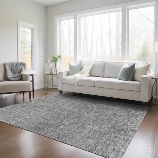 Gray And Charcoal Southwestern Washable Indoor Outdoor Area Rug Photo 9