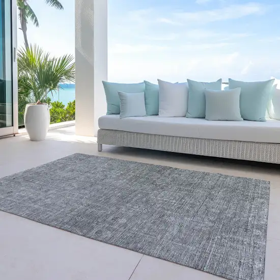 Gray And Charcoal Southwestern Washable Indoor Outdoor Area Rug Photo 8