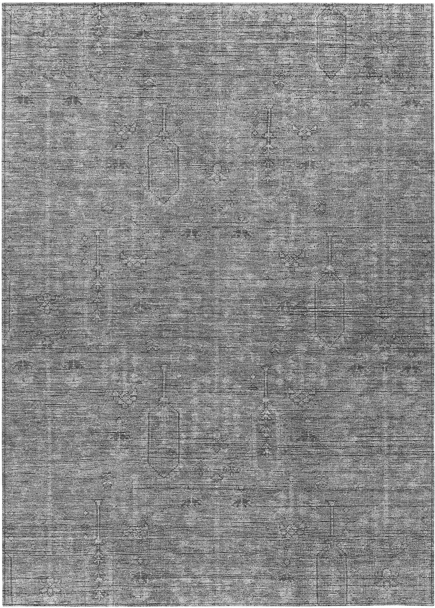 Gray And Charcoal Southwestern Washable Indoor Outdoor Area Rug Photo 2