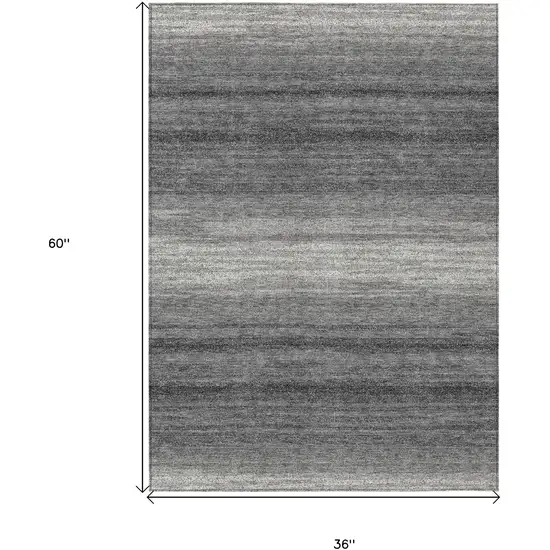 Gray And Charcoal Striped Washable Indoor Outdoor Area Rug Photo 3