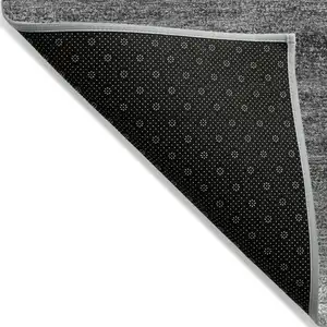 Photo of Gray And Charcoal Striped Washable Indoor Outdoor Area Rug