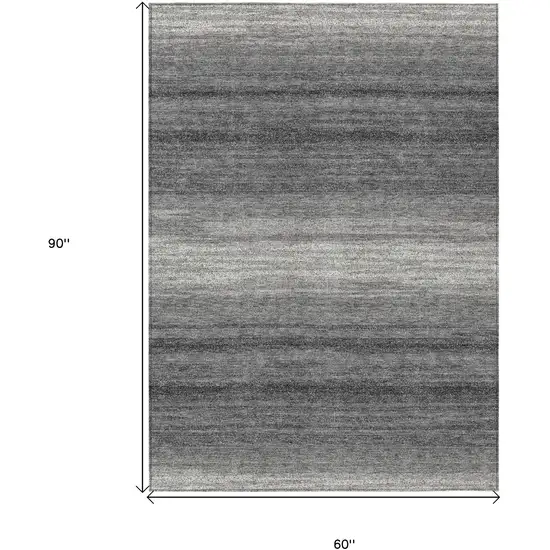 Gray And Charcoal Striped Washable Indoor Outdoor Area Rug Photo 3