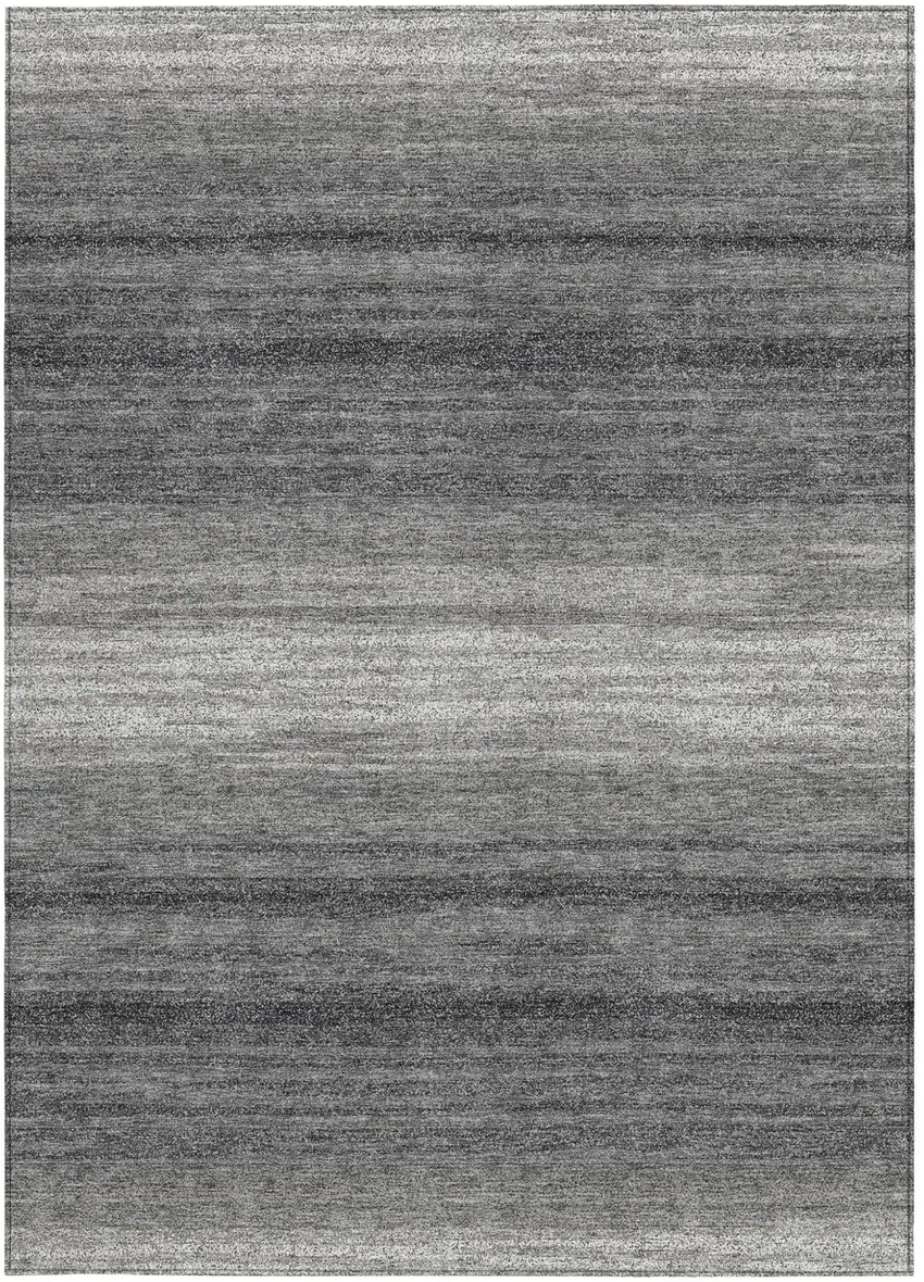 Gray And Charcoal Striped Washable Indoor Outdoor Area Rug Photo 7