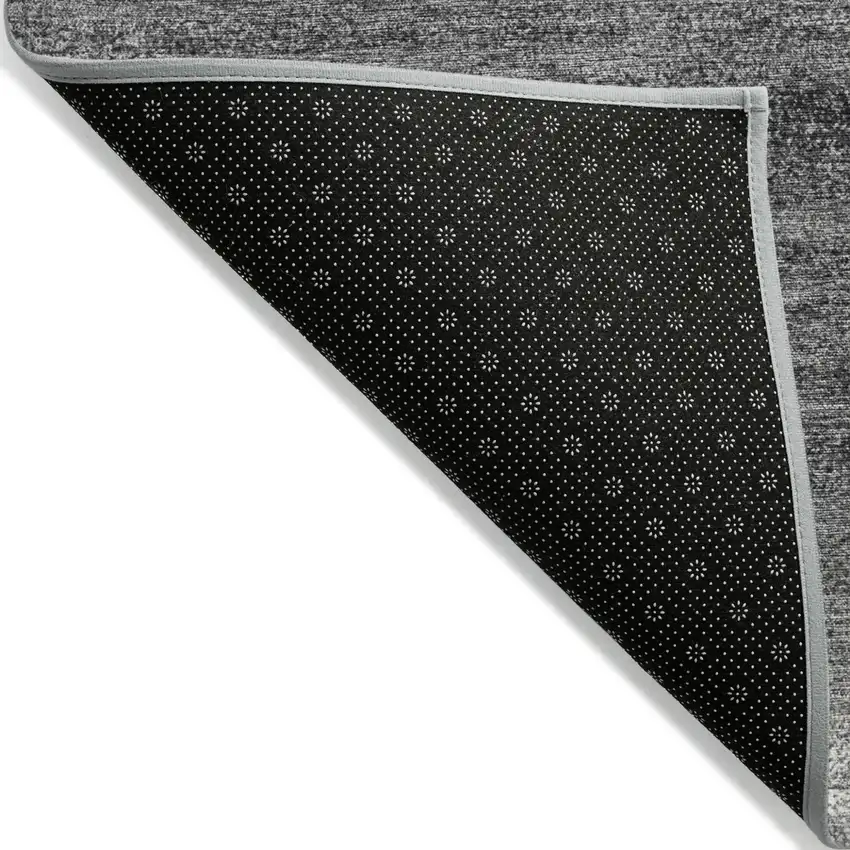 Gray And Charcoal Striped Washable Indoor Outdoor Area Rug Photo 4