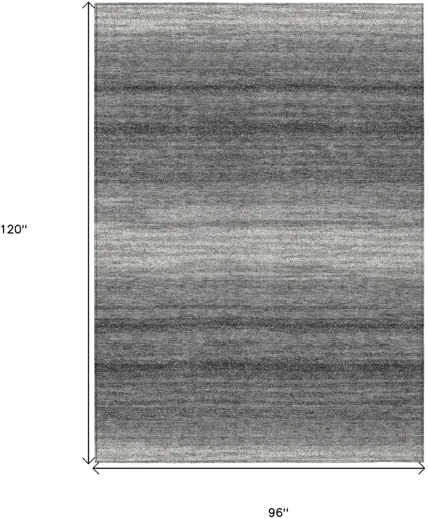 Gray And Charcoal Striped Washable Indoor Outdoor Area Rug Photo 3