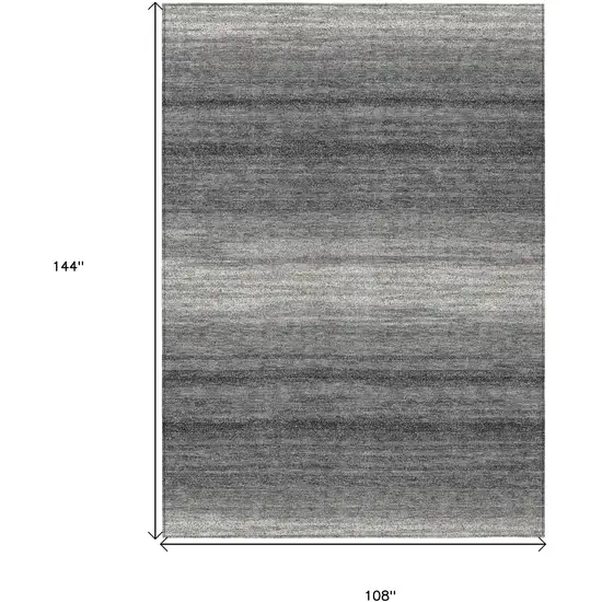 Gray And Charcoal Striped Washable Indoor Outdoor Area Rug Photo 3