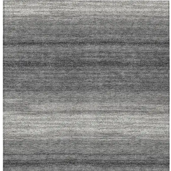 Gray And Charcoal Striped Washable Indoor Outdoor Area Rug Photo 7