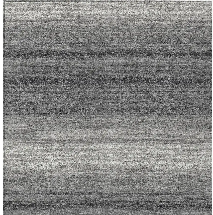 Gray And Charcoal Striped Washable Indoor Outdoor Area Rug Photo 7