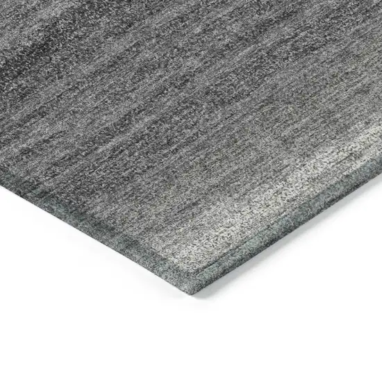 Gray And Charcoal Striped Washable Indoor Outdoor Area Rug Photo 5