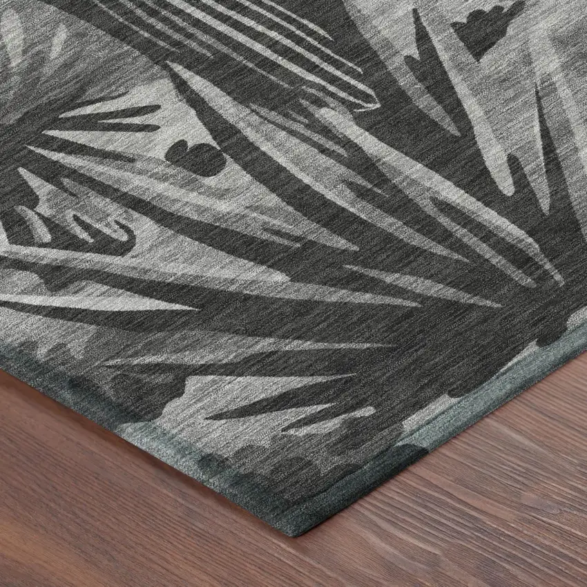 Gray And Charcoal Trees Washable Indoor Outdoor Area Rug Photo 5
