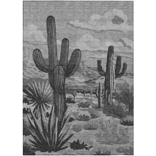 Gray And Charcoal Trees Washable Indoor Outdoor Area Rug Photo 2