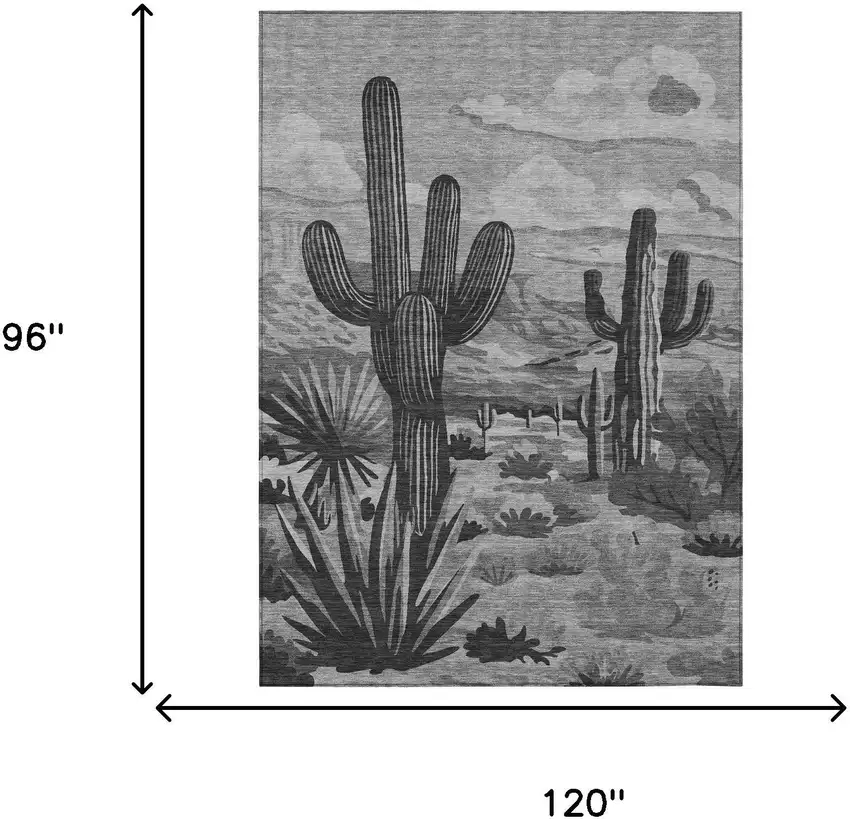 Gray And Charcoal Trees Washable Indoor Outdoor Area Rug Photo 7