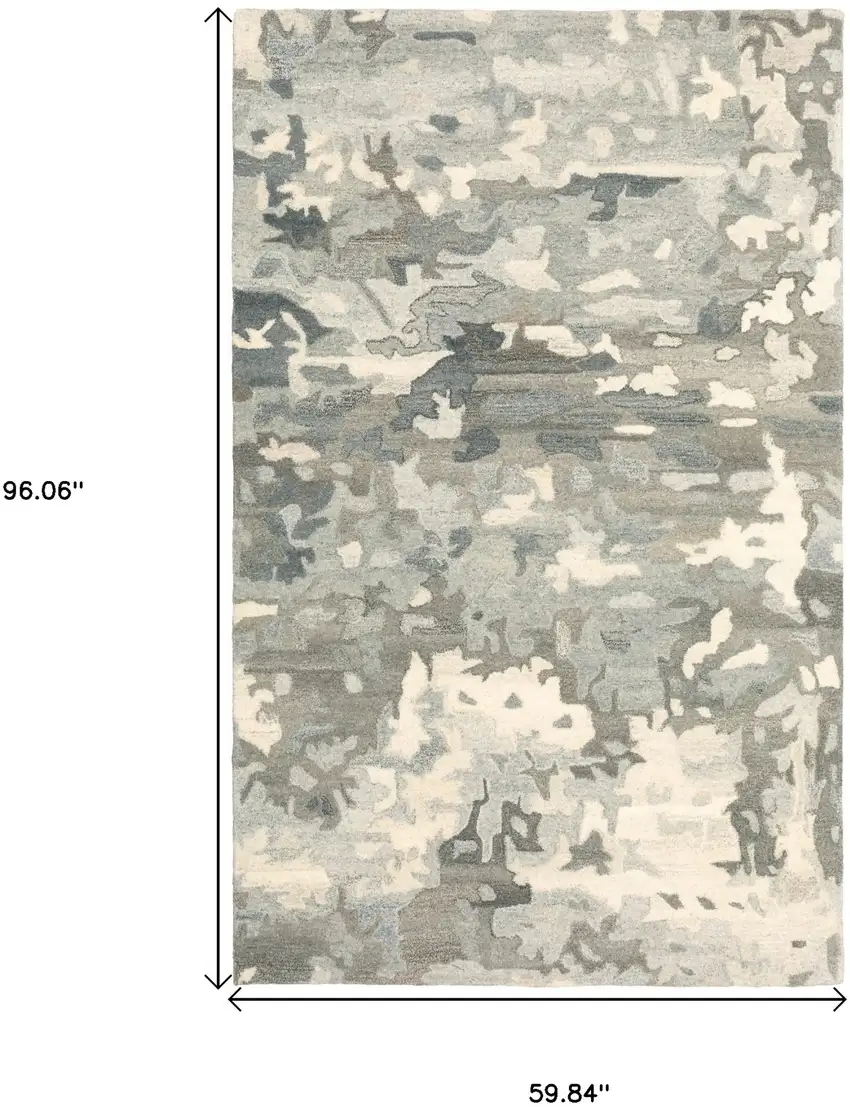 Gray And Charcoal Wool Abstract Hand Tufted Area Rug Photo 3
