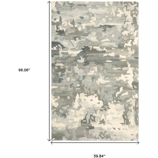 Gray And Charcoal Wool Abstract Hand Tufted Area Rug Photo 3