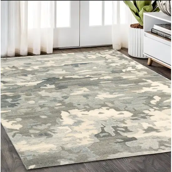 Gray And Charcoal Wool Abstract Hand Tufted Area Rug Photo 1