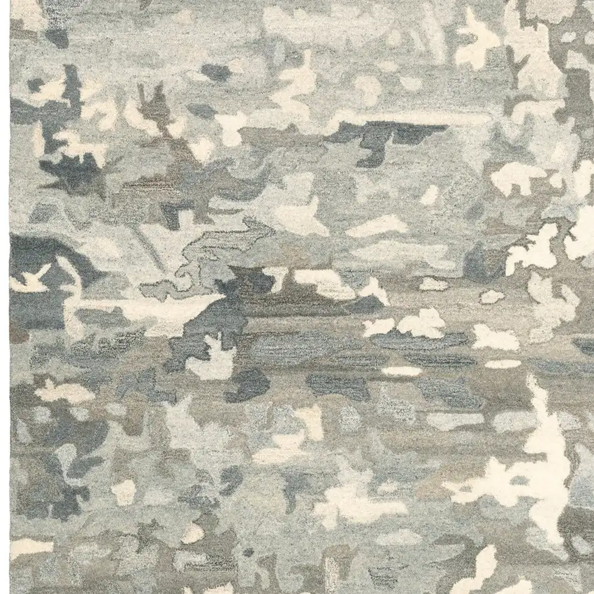 Gray And Charcoal Wool Abstract Hand Tufted Area Rug Photo 5