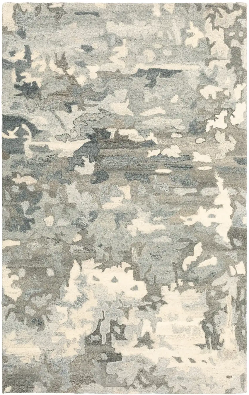 Gray And Charcoal Wool Abstract Hand Tufted Area Rug Photo 2