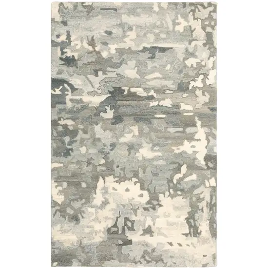 Gray And Charcoal Wool Abstract Hand Tufted Area Rug Photo 2