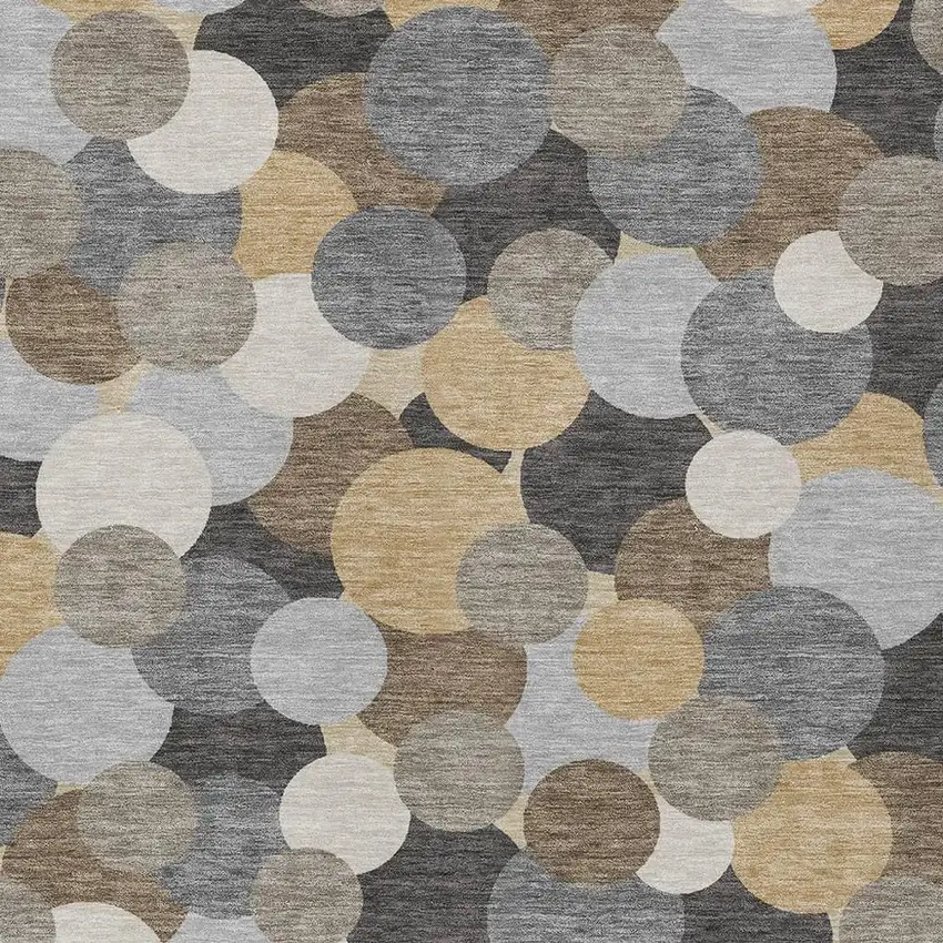 Gray And Chocolate Geometric Washable Indoor Outdoor Area Rug Photo 2