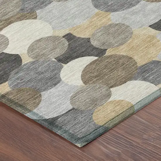 Gray And Chocolate Geometric Washable Indoor Outdoor Area Rug Photo 8