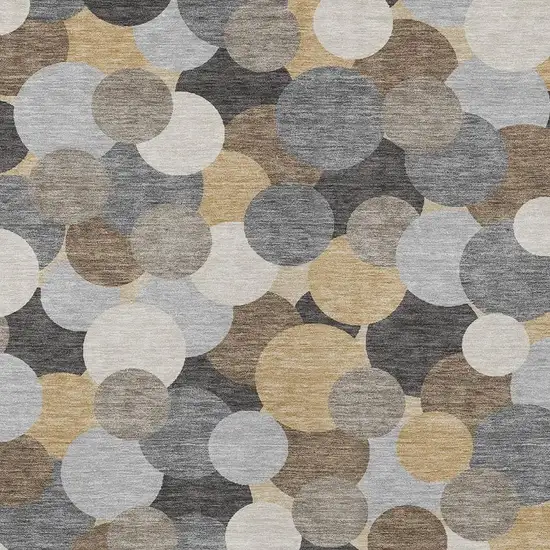 Gray And Chocolate Geometric Washable Indoor Outdoor Area Rug Photo 2