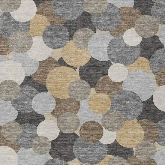 Gray And Chocolate Geometric Washable Indoor Outdoor Area Rug Photo 2