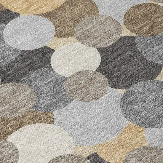 Gray And Chocolate Geometric Washable Indoor Outdoor Area Rug Photo 9