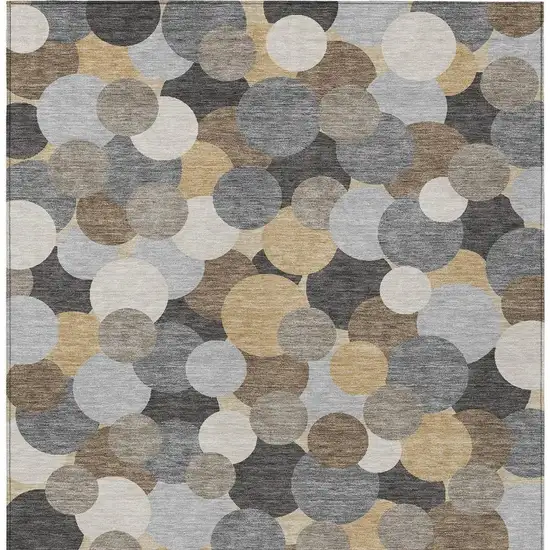 Gray And Chocolate Geometric Washable Indoor Outdoor Area Rug Photo 3
